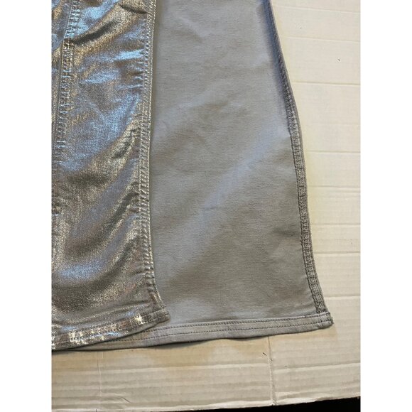 NWT-anthropologie Pilcro Silver Metallic silver Side-Slit Maxi Skirt Size M - Picture 8 of 15